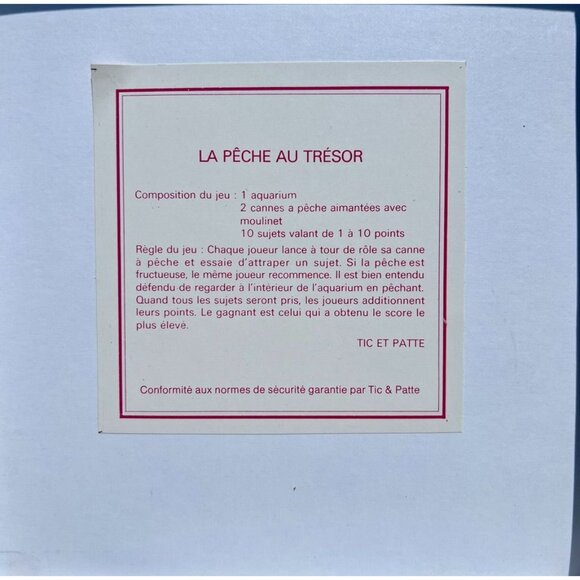Vintage La Peche Au Tresor Tic Et Patte French Fishing Game Wooden Magnet - Picture 2 of 5